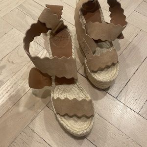 Chloe Womens Lauren Coconut Brown Espadrille Heels Wedges
